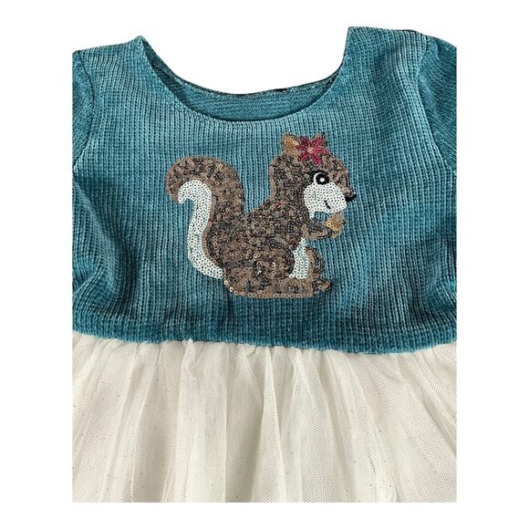 Big Girls Fall Time Princess Tutu Dress Long Sleeve Squirrel Sequins Detail 6T - Picture 3 of 5